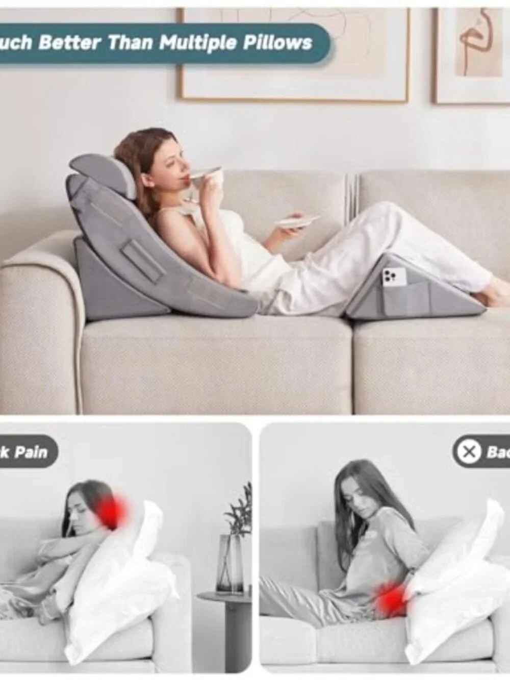 4pcs Orthopedic Bed Wedge Pillow Set for Sleeping - Wedge Pillows for After Surg